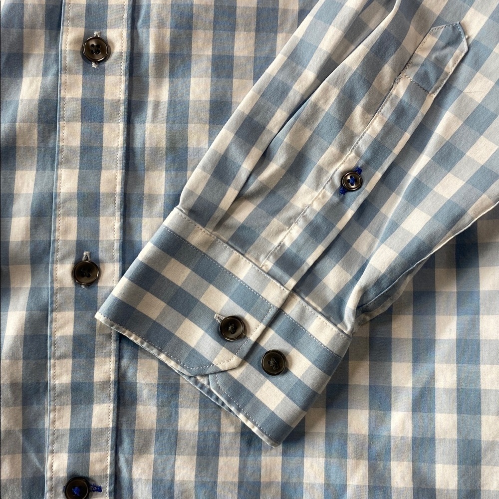 Gap Original Fit Non-Iron Blue Gingham Button Down Shirt Small - Picture 4 of 9